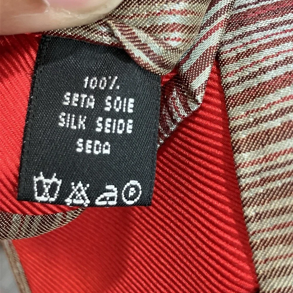 Valentino 100% Silk Diagonal Stripe Neck Tie Red Silver Gray Italy Designer